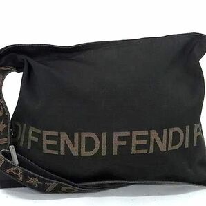 1円 FENDI フェンディ 2305 26677 ナイロンキャンバス ショルダーバッグ 斜め掛けかばん レディース メンズ ブラック系 FC4696の画像1