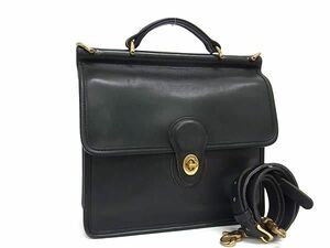 1円 ■極美品■ COACH コーチ オールドコーチ ヴィンテージ USA アメリカ製 レザー 2WAY ハンドバッグ ショルダー ブラック系 BJ2428