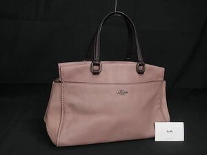 1円 COACH コーチ 25006 フルトンサッチェル レザー×スエード ハンドバッグ トート レディース ピンク系 FA4739