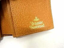 1円 Vivienne Westwood ヴィヴィアンウエストウッド オーブ レザー がま口 三つ折り 財布 ウォレット レディース ベージュ系 FA4824_画像6