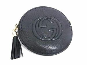 1円 ■美品■ GUCCI グッチ インターロッキングG レザー タッセル コインケース 小銭入れ ポーチ 小物入れ レディースブラック系 FA5164