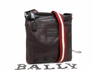 1円 BALLY バリー レザー クロスボディ ショルダーバッグ 斜め掛けかばん 肩掛け メンズ レディース ブラウン系 AZ1357