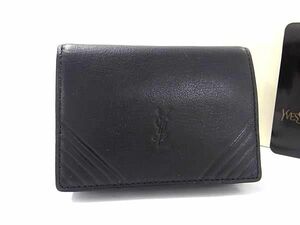 1円 ■極美品■ YVESSAINTLAURENT イヴサンローラン レザー コインケース コインパース 小銭入れ メンズ ブラック系 FA5390