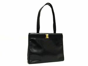 1円 Salvatore Ferragamo フェラガモ AN 21 2530 ヴァラ レザー トートバッグ ショルダー 肩掛け レディース ブラック系 AZ1391