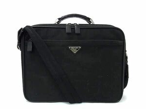 1円 PRADA プラダ テスートナイロン 2WAY ビジネスバッグ ブリーフケース ハンドバッグ ショルダー クロスボディ ブラック系 DA6814