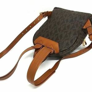 1円 ■美品■ MICHAEL KORS マイケルコース MK柄 PVC×レザー リュックサック バックパック レディース ブラウン系 BJ2784の画像3