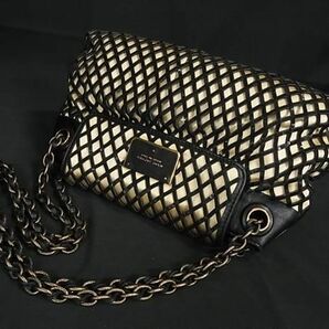 1円 ■極美品■ MARC JACOBS マークジェイコブス サテン ショルダーバッグ 肩掛けかばん レディース ブラック系×ベージュ系 BJ2839の画像3