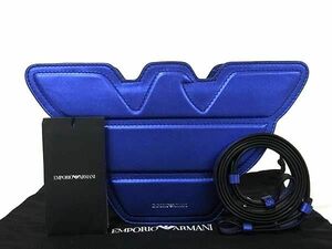 1円 ■極美品■ EMPORIO ARMANI エンポリオアルマーニ レザー クロスボディ ショルダーバッグ レディース ブルー系 AW5378