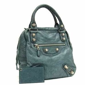 1円 ■美品■ BALENCIAGA バレンシアガ 224902 レザー トートバッグ ショルダーバッグ 肩掛けかばん レディース ライトブルー系 AY1698の画像1