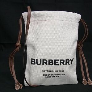 1円 ■極美品■ BURBERRY バーバリー キャンバス クロスボディ ショルダーバッグ ポシェット 斜め掛けかばん アイボリー系 BE6320の画像1