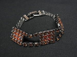 1円 ■極美品■ SWAROVSKI スワロフスキー ラインストーン ブレスレット アクセサリー レディース シルバー系×オレンジ系 AV7845