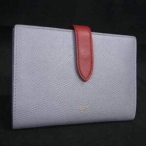 1円 CELINE セリーヌ レザー 二つ折り 財布 ウォレット 札入れ 小銭入れ カード入れ レディース ライトブルー系 FA2209の画像1