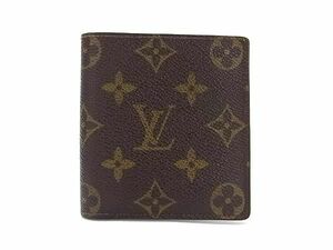 1円 LOUIS VUITTON ヴィトン M60905 モノグラム ポルトビエ カルト ブルー 二つ折り 財布 ウォレット ブラウン系 AW4332