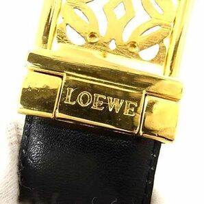 1円 ■極美品■ LOEWE ロエベ アナグラム レザー ゴールド金具 ベルト レディース ブラック系 BJ1820の画像4