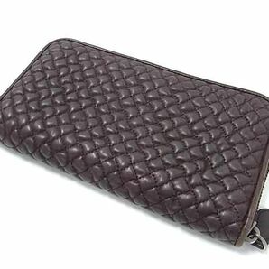 1円 BOTTEGA VENETA ボッテガヴェネタ レザー キルティング ラウンドファスナー 長財布 ウォレット メンズ ダークブラウン系 AW7015の画像2