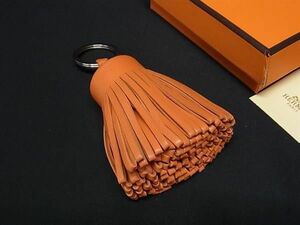 1 jpy # ultimate beautiful goods # HERMES Hermes karu men leather silver metal fittings tassel bag charm key holder key ring orange series AW6347