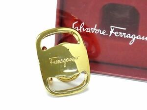 1円 ■極美品■ Salvatore Ferragamo フェラガモ ヴァラ スカーフリング スカーフ留め アクセサリー レディース ゴールド系 BJ2327