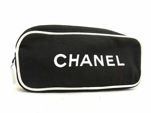 1円 CHANEL シャネル ロゴ キャンバス マルチポーチ マルチケース 小物入れ レディース メンズ ブラック系 FA5555