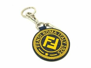 1 jpy # as good as new # FENDI Fendi leather key holder chain strap key ring yellow group × black group FA5484