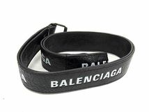 1円 ■美品■ BALENCIAGA バレンシアガ レザー ネックストラップ 携帯ストラップ アクセサリー メンズ レディース ブラック系 FA5692_画像2