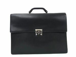 1円■美品■ Salvatore Ferragamo フェラガモ レザー ハンドバッグ ブリーフケース ビジネスバッグ 書類かばん メンズ ブラック系 AZ1433