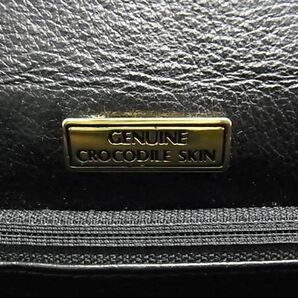 1円 ■極上■本物■極美品■ GENUINE(ジェヌイン) クロコダイル クロスボディ チェーンショルダーバッグ 斜め掛け ブラック系 BK0738の画像6