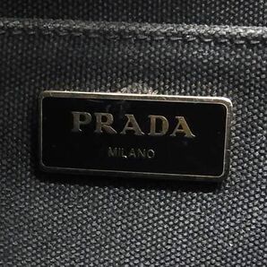 1円 PRADA プラダ 1BG439 ミニカナパ キャンバス 2WAY ハンドバッグ トート ショルダー 肩掛け 斜め掛けかばん ブラック系 AY1693の画像6