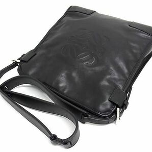 1円 ■極美品■ LOEWE ロエベ アナグラム レザー クロスボディ ショルダーバッグ 斜め掛け レディース メンズ ブラック系 AY1608の画像3