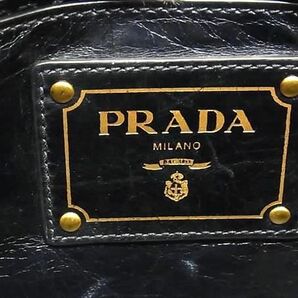 1円 ■美品■ PRADA プラダ BN2533 レザー 2WAY トートバッグ ショルダーバッグ ハンドバッグ 肩掛けかばん レディース ネイビー系 AY1695の画像6