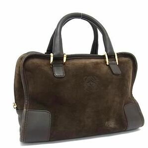 1円 ■美品■ LOEWE ロエベ アナグラム アマソナ スエード×レザー ハンドバッグ トートバッグ レディース ブラウン系 AY1677の画像1