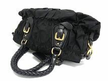 1円 ■美品■ PRADA プラダ テスートナイロン×レザー 2WAY ハンドバッグ トート ショルダーバッグ 肩掛け レディース ブラック系 AY1679_画像3