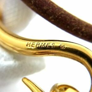 1円 ■美品■ HERMES エルメス ジャンボ レザー ゴールド金具 2連 ブレスレット チョーカー アクセサリー ブラウン系 AX5292の画像3