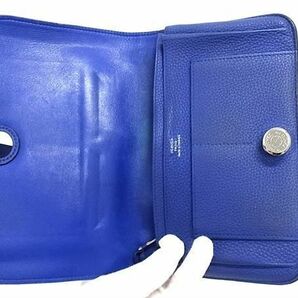 1円 HERMES エルメス ドゴンGM トリヨンクレマンス SV金具 二つ折り 財布 ウォレット 小銭入れ 札入れ X刻印 2016年 ブルー系 CD1739の画像3