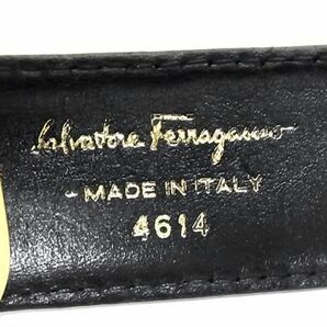 1円 ■美品■ Salvatore Ferragamo フェラガモ 4614 ダブルガンチーニ レザー ゴールド金具 ベルト メンズ ブラック系 FA2802の画像4