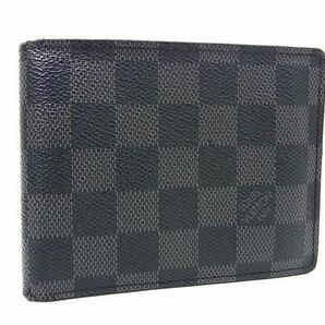 1円 LOUIS VUITTON ルイヴィトン N62665 ダミエグラフィット ポルトフォイユフロリン 二つ折り 財布 ウォレット ブラック系 AX5360の画像1