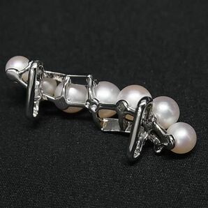 1円 ■美品■ MIKIMOTO ミキモト 本真珠 アコヤ真珠 パール 約5mm〜7mm SV925 帯留め アクセサリー レディース シルバー系 BK0304の画像2