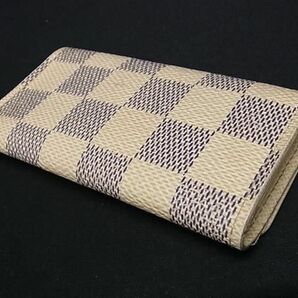 1円 LOUIS VUITTON ルイヴィトン N60020 ダミエアズール ミュルティクレ4 4連 キーケース 鍵入れ メンズ レディース アイボリー系 FC1142の画像2