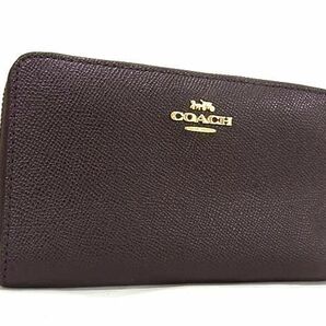 1円 ■極美品■ COACH コーチ 58584 ミディアム ID レザー ラウンドファスナー 長財布 ウォレット 小銭入れ ダークブラウン系 AX5719の画像1