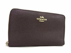 1円 ■極美品■ COACH コーチ 58584 ミディアム ID レザー ラウンドファスナー 長財布 ウォレット 小銭入れ ダークブラウン系 AX5719