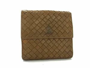 1円 BOTTEGA VENETA ボッテガヴェネタ イントレチャート レザー 二つ折り 財布 ウォレット 小銭入れ メンズ レディース ブラウン系 FB0256