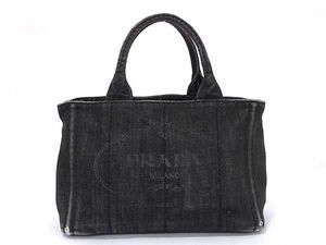 1円 PRADA プラダ カナパ デニム ハンドバッグ トートバッグ レディース メンズ ブラック系 AW4541