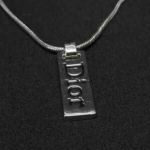 1円 ■美品■ ChristianDior ディオール ロゴプレート ネックレス ペンダント アクセサリー レディース シルバー系 AW8040の画像2