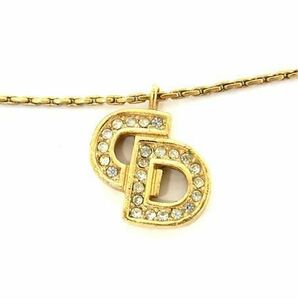 1円 ■美品■ ChristianDior クリスチャンディオール ヴィンテージ CDロゴ ラインストーン ネックレス アクセサリー ゴールド系 FA4324の画像3