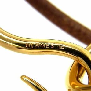 1円 ■美品■ HERMES エルメス ジャンボ レザー ゴールド金具 2連 ブレスレット チョーカー アクセサリー ブラウン系 FA4543の画像3