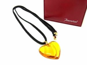 1 jpy # ultimate beautiful goods # Baccarat baccarat crystal glass Heart necklace pendant accessory lady's yellow group FA5184