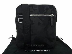 1円 ■極美品■ EMPORIO ARMANI エンポリオアルマーニ キャンバス カモフラージュ 迷彩 ショルダーバッグ 斜め掛け ブラック系 BJ2665