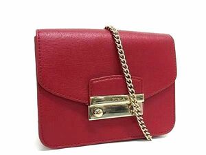 1 jpy # beautiful goods # FURLA Furla Giulia me Toro Police leather chain shoulder bag shoulder .. lady's red group BJ2619