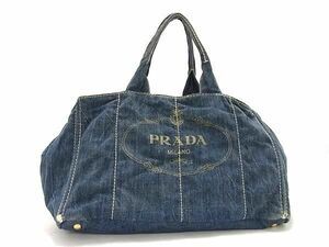 1円 PRADA プラダ カナパ デニム ハンドバッグ トートバッグ レディース ブルー系 BJ2586