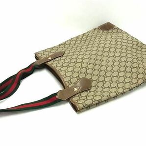 1円 ■美品■ GUCCI オールドグッチ ヴィンテージ グッチプラス シェリーライン PVC トートバッグ ショルダー 肩掛け ブラウン系 BJ2575の画像3