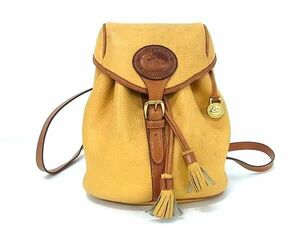 1円 DOONEY&BOURKE ドゥーニーアンドバーク レザー 巾着型 リュックサック デイパック レディース イエロー系 BF7627